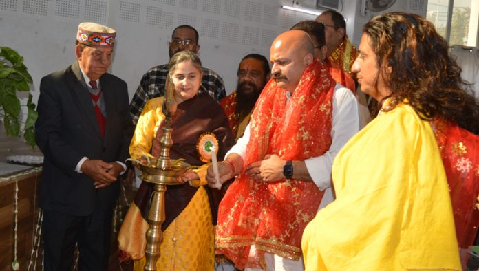 MLA Yudhvir Sethi inaugurating a function at JKAACL to celebrate Holi.