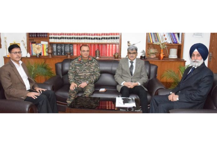 CS Atal Dulloo during meeting with Navin Sachdeva, GOC 16 Corps on Tuesday.
