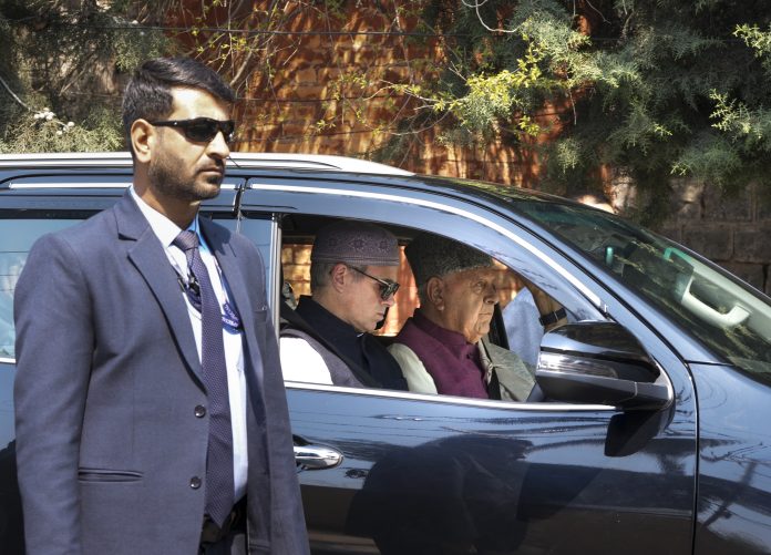Omar Abdullah before a meeting
