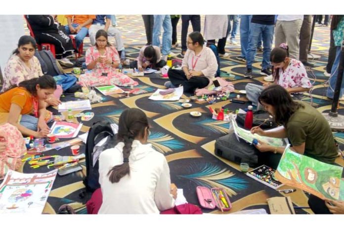 Students participating in an event on day-2 of UDAAN-2025 at CUJ.