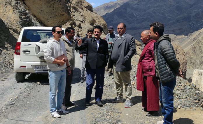 SDM Khaltse along with officials inspecting Lamayuru old road in connection with preparations for upcoming visit of Drikung Kyabgon Chetsang Thinley Lhundup.