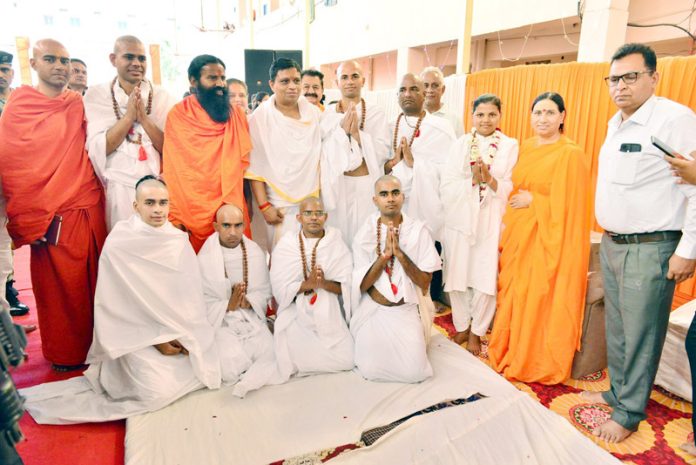 Swami Ramdev along with others at a function to celebrate completion of 31 years of Sanyas of the Yog Guru in Haridwar on Sunday. Swami Ramdev along with others at a function to celebrate completion of 31 years of Sanyas of the Yog Guru in Haridwar on Sunday.