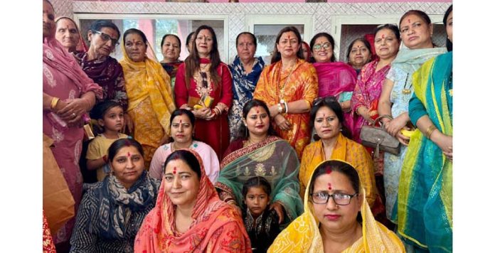 Senior BJP leader, Rekha Mahajan during a religious programme at Jammu on Thursday.