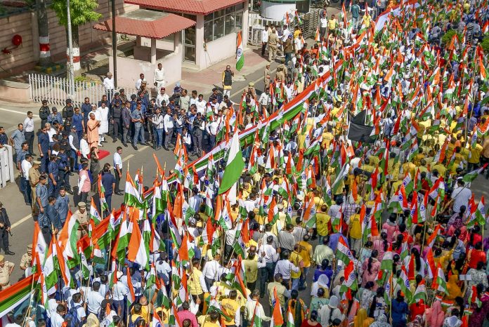 UP CM launches 'Bharat Shaurya Tiranga Yatra' in Lucknow, terms Pak 'failed state'