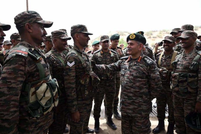 Army chief Gen Upendra Dwivedi meeting soldiers in forward areas.