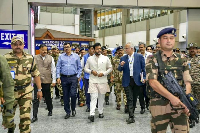 Union Minister for Civil Aviation Ram Mohan Naidu during his visit to Srinagar.