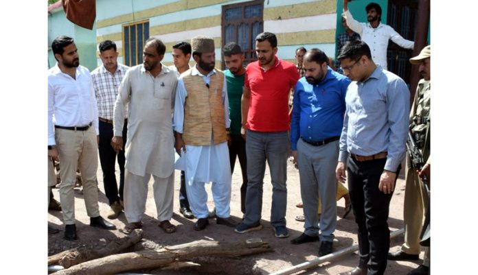 DC Poonch Vikas Kundal during visit to shelling affected areas on Tuesday.