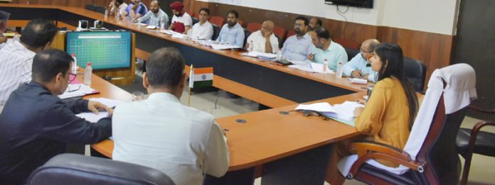 DC Reasi Nidhi Malik chairing a meeting on Tuesday.