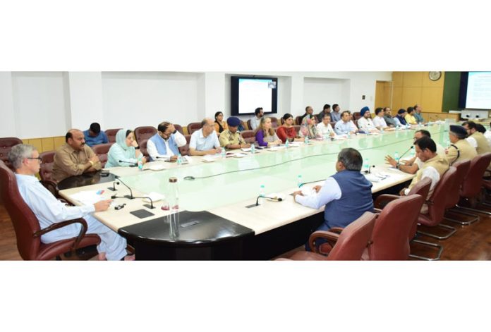 CM Omar Abdullah chairing a meeting in Jammu on Thursday.