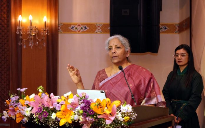 FM Nirmala Sitharaman addressing a function in Leh on Sunday.