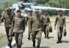Army chief Gen Upendra Dwivedi arrives to review security situation in Kashmir on Sunday.
