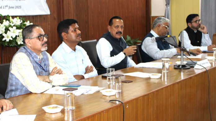 Union Minister Dr Jitendra Singh chairing a high-level joint meeting of all the Technology Institutes operating in the Northeast, along with key departments of the State Government at Wokha, Nagaland on Tuesday. Union Minister Dr Jitendra Singh chairing a high-level joint meeting of all the Technology Institutes operating in the Northeast, along with key departments of the State Government at Wokha, Nagaland on Tuesday.