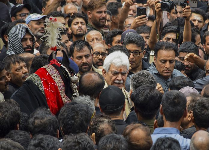 LG Manoj Sinha Joins Muharram Procession In J&K's Srinagar