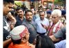 LG Manoj Sinha interacting with Shri Amarnath pilgrims at yatra base camp in Bhagwati Nagar, Jammu on Tuesday. Another pic on page 2.