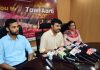 JMC Commissioner Devansh Yadav and Director Information Nitish Rajora during a press conference at Jammu. — Excelsior/Rakesh