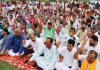 BJP leaders and MLAs raising slogans during a protest in Jammu on Monday. — Excelsior/Rakesh